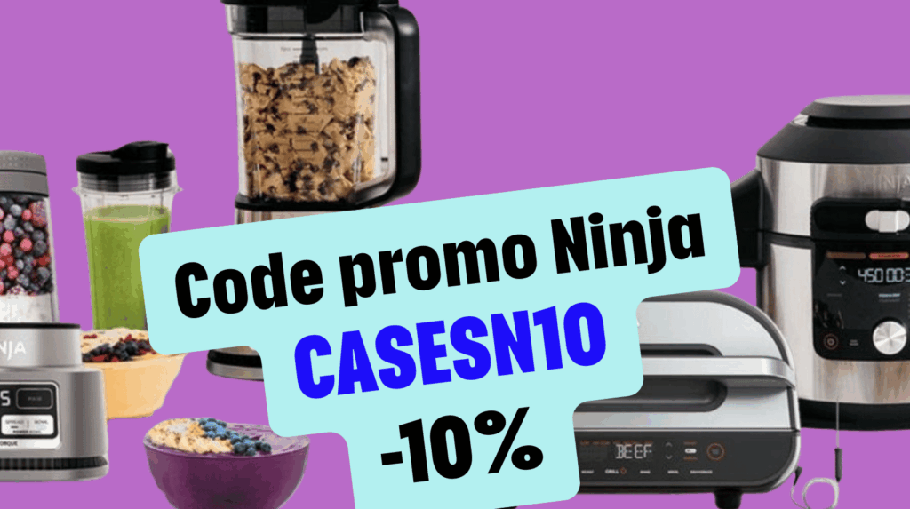 Code promo Ninja Kitchen CASESN10 pour obtenir -10% de réduction sur tous les produits de la gamme Ninja sur le site officiel sharkninja.fr, valable sur les Air Fryers, blenders CREAMi, multicuiseurs Foodi, barbecues Woodfire, machines à espresso Luxe Café et glacières FrostVault, cumulable avec les promotions en cours