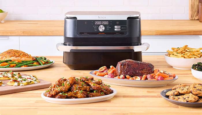 Code promo Ninja Air Fryer CASESN10 permettant d'obtenir -10% de réduction sur toute la gamme d'Air Fryers Ninja disponibles sur sharkninja.fr, dont le Double Stack XL 2 tiroirs 9,5 L à 156,58€ au lieu de 269,99€, les CRISPi en verre 4,7 L à 98,99€ au lieu de 179,99€, le DualZone MAX 9,5 L, le Foodi FLEX 10,4 L et l'Air Fryer 3-en-1 entrée de gamme à 62,99€, code cumulable avec toutes les promotions en cours sur le site officiel Ninja