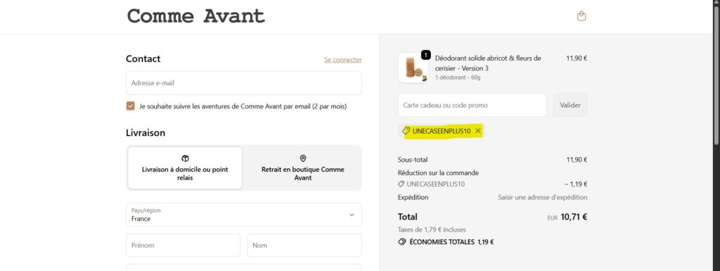 le code promo comme avant de moi influence mis à jour