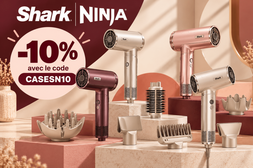 Le code promo sur tous les appareils de soin des cheveux Shark