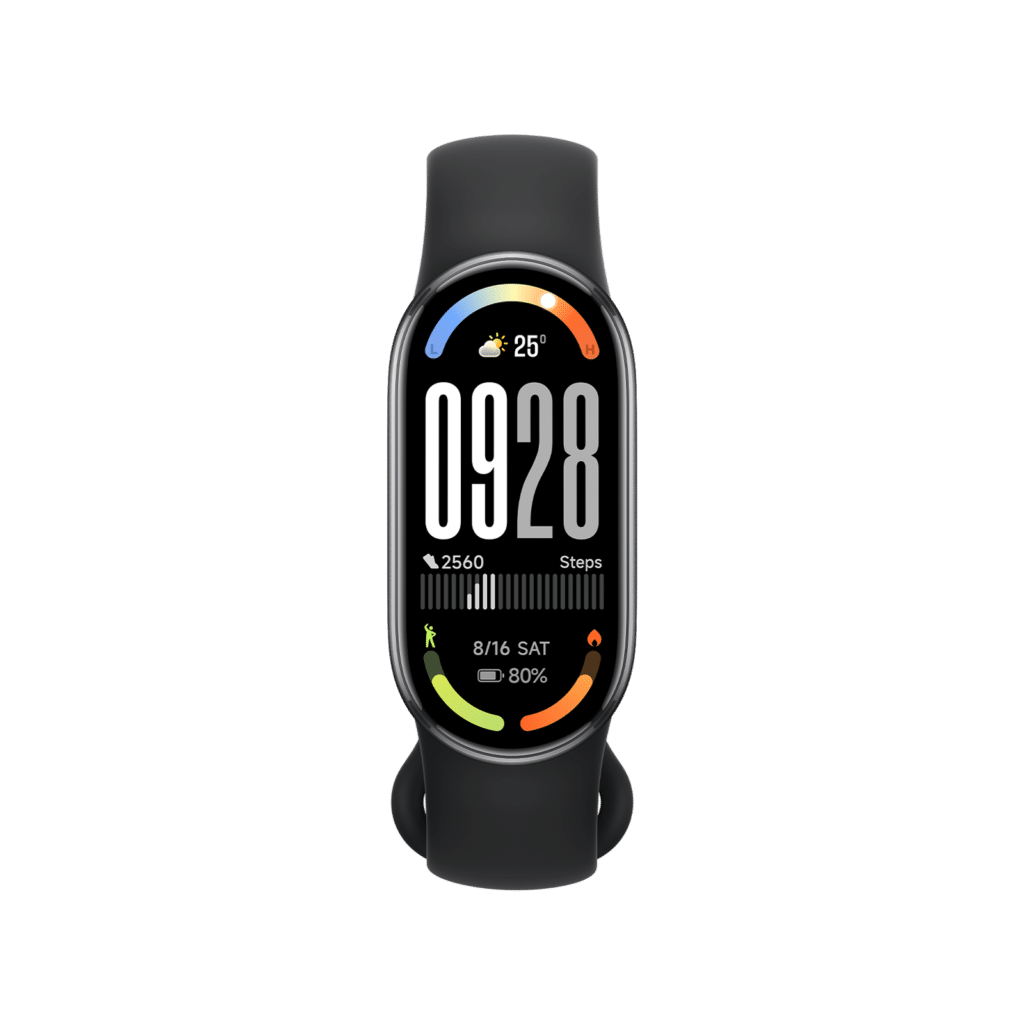 Le bracelet connecté Xiaomi Smart Band 10 au poignet, pour illustrer un cadeau sport et tech d'adolescent