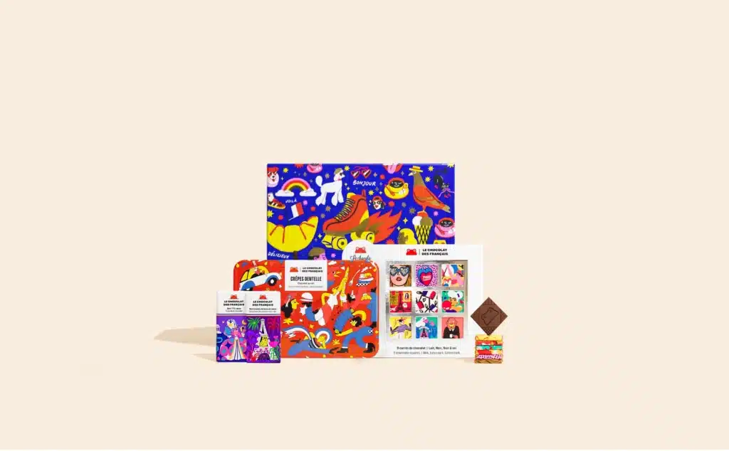 Le Gros Coffret du Chocolat des Français et son couvercle illustré, cadeau de partage pour un anniversaire d'ado