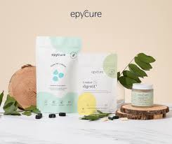 Pot de la cure Essential Hair & Nails de la marque Epycure posé sur un meuble blanc, compléments beauté française pour renforcer la croissance des cheveux et la solidité des ongles, ingrédients clean, sans excipients controversés