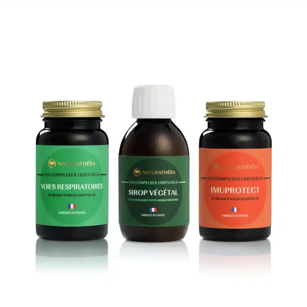 Boîtes de compléments alimentaires Nathuratera entourées de feuilles vertes et de fruits, évoquant une routine bien-être naturelle, moderne et accessible, pensée pour un usage quotidien.