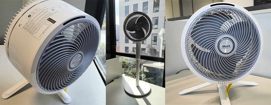 Ventilateurs Shark affichés en promotion sur le site officiel avec champ de saisie du code promo visible dans le panier