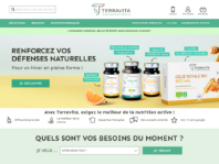 Capture du site officiel Terravita montrant la gamme complète de produits, accompagnée d’une carte ou liste de points de vente pour illustrer les options d’achat