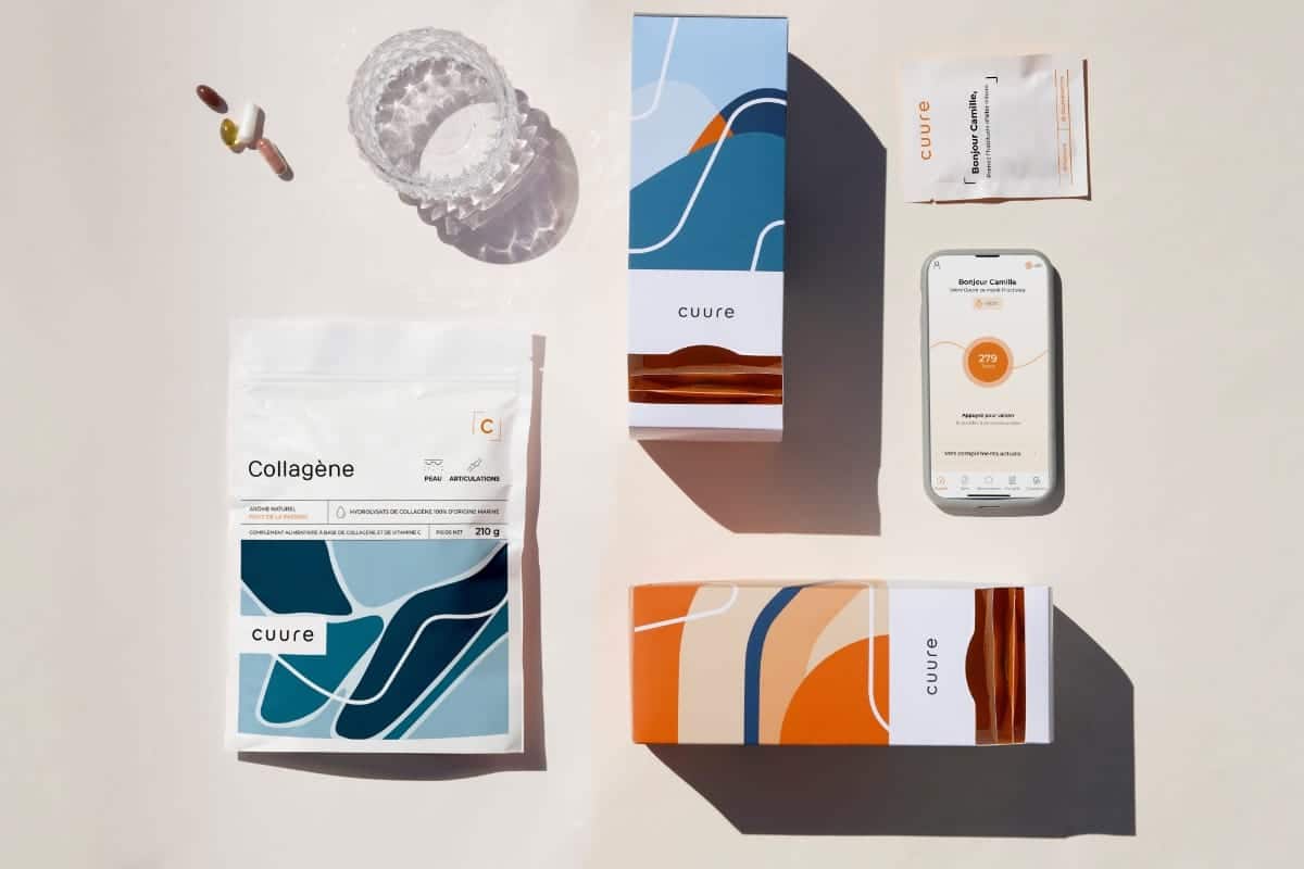 Présentation des probiotiques Cuure avec les quatre formules Probiotic Blend, Flore Intime, Skin Probiotics et FS-3B Full Spectrum, compléments alimentaires pour digestion, flore intime, peau et santé globale