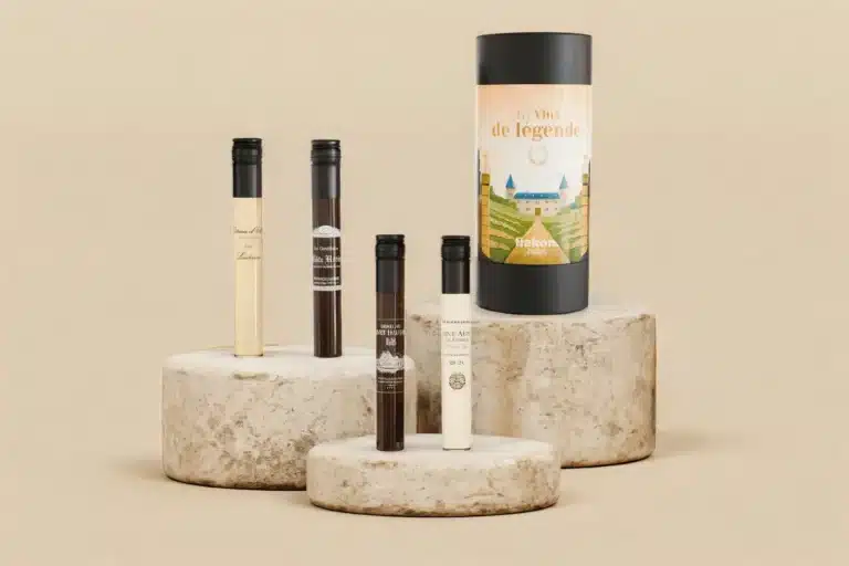 Coffret Flakon Paris posé sur une table avec flacons de dégustation vin rhum et whisky pour illustrer un test complet et un avis détaillé sur la marque Flakon et son concept sans abonnement.