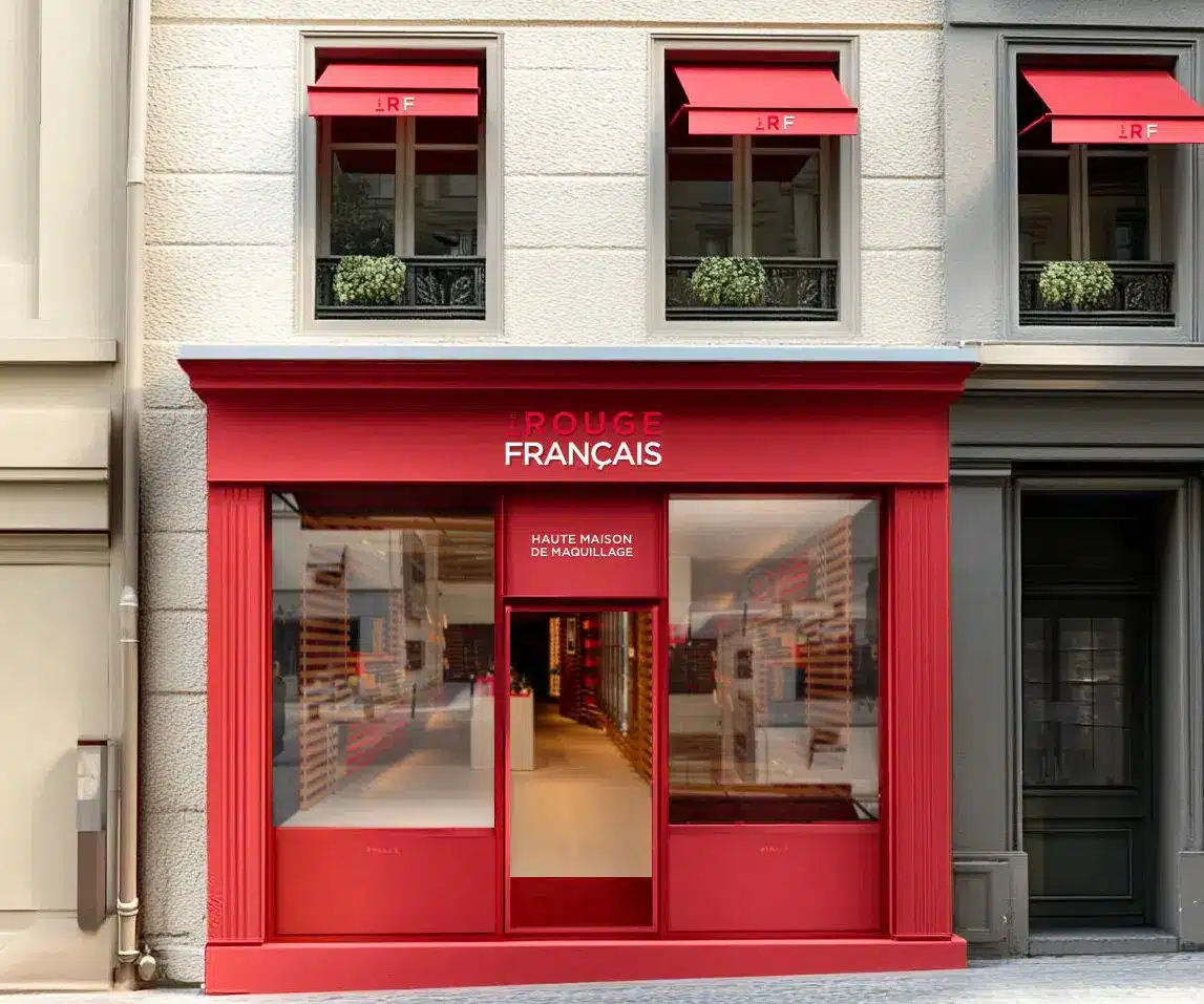 Photo du maquillage Le Rouge Français avec rouge à lèvres et baume teinté posés sur une table en bois claire, image illustrant un test et avis sur la marque française de cosmétiques bio et végétale.