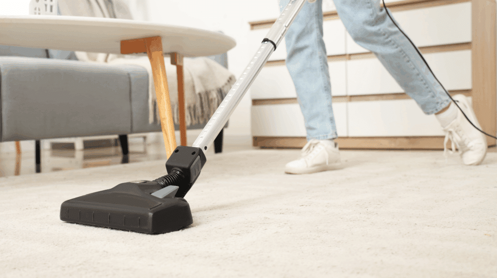 Aspirateur balai sans fil moderne illustrant les innovations techniques liées à l’autonomie prolongée, aux batteries rechargeables performantes et aux moteurs plus puissants permettant un nettoyage efficace et flexible dans un logement