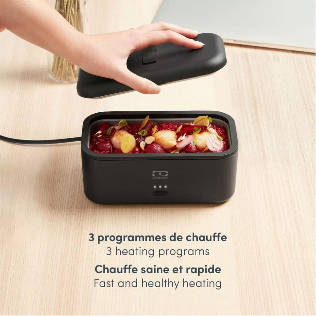 description de la MB Warmer de Mon Bento avec ses programmes de chauffe et usage au bureau