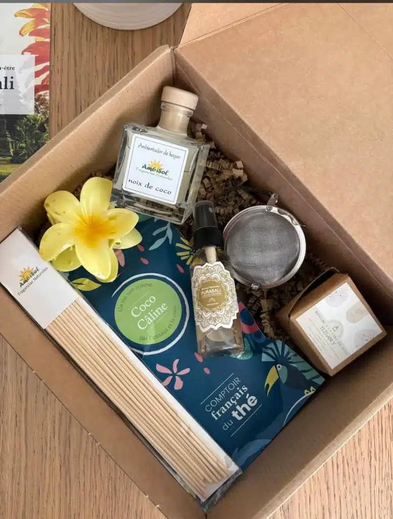 Photo d’une sélection de produits Evasia Box pour illustrer l’analyse du prix de trente neuf euros quatre vingt dix et de la qualité globale.