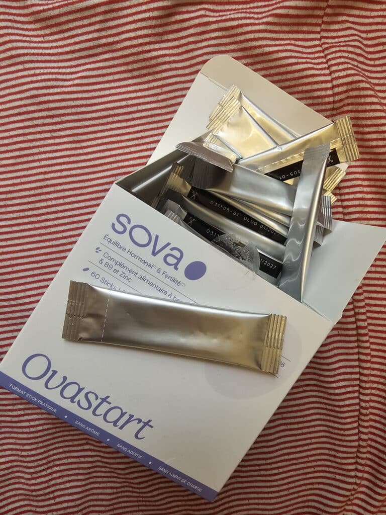 Composition détaillée du complément Ovastart SOVA avec inositols vitamines B6 B9 et zinc