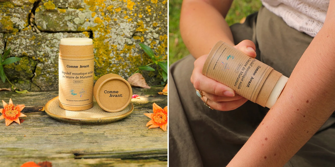 un appllication de l'anti moustique naturel comme avant pour illustrer un test et avis