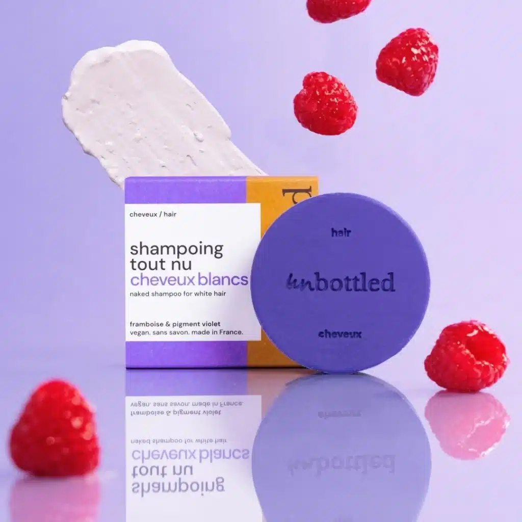 Shampoing solide Unbottled cheveux blancs pour neutraliser les reflets jaunes