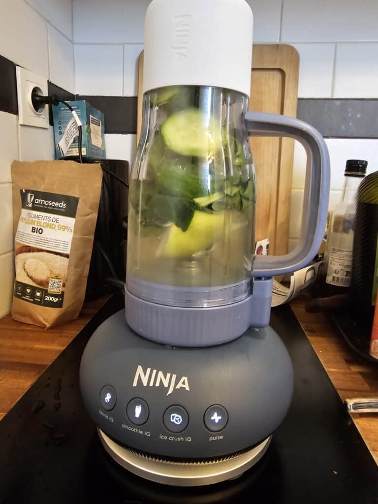 Blender Ninja BlendBoss permettant de mixer directement dans une gourde de voyage pour smoothies et boissons à emporter