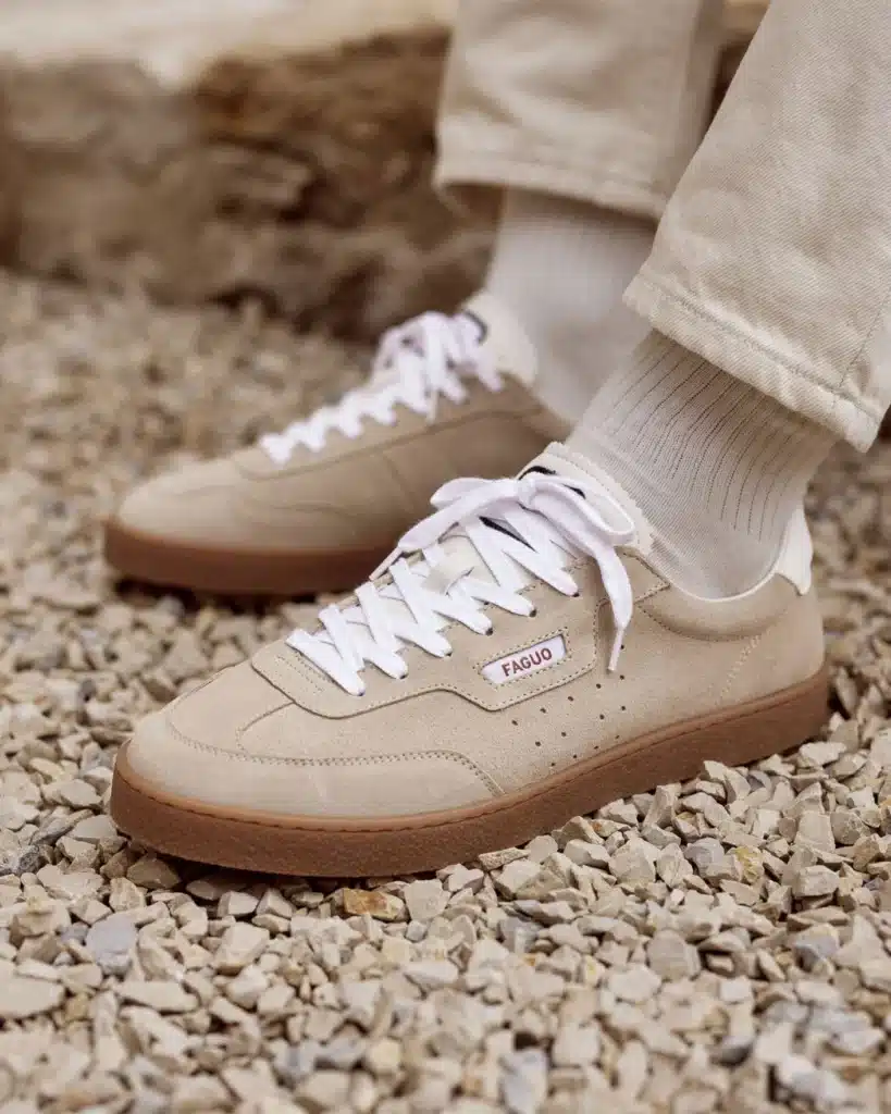 Avis baskets Faguo homme femme modèle Hazel en cuir beige — test qualité semelle recyclée coutures nettes confort au quotidien marque française mode responsable