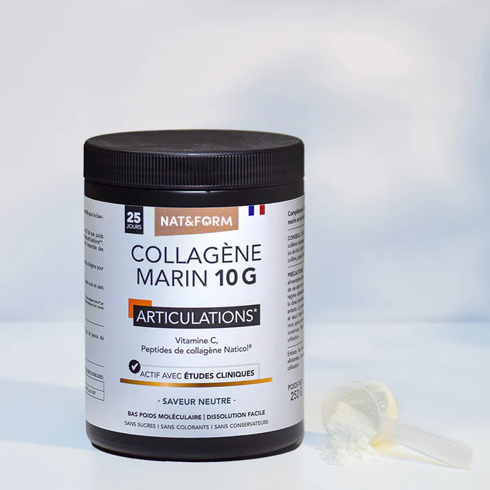 collagène marin en poudre Nat & Form peptides Naticol pour peau et articulations