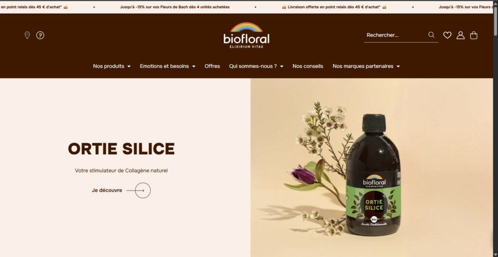 site officiel Biofloral compléments bio avec page promotions et gamme complète