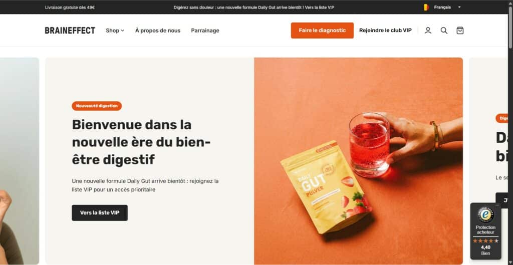 site officiel Brain Effect compléments alimentaires avec packs promotions et page anti gaspillage