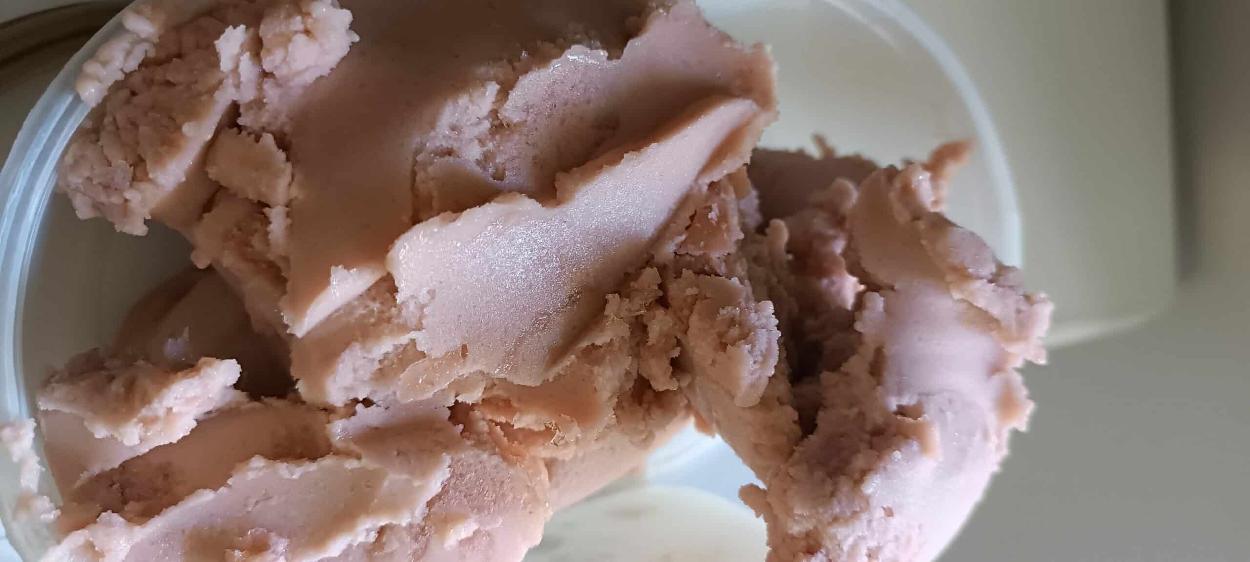 Glace Ninja Creami avec texture poudreuse après premier cycle avant utilisation de la fonction Re Spin