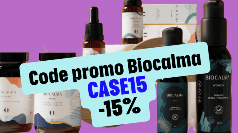 Code promo Biocalma CASE15 pour obtenir une réduction de 15 % sur l'ensemble du catalogue biocalma.fr incluant tous les produits déjà en promotion - le code de réduction s'applique immédiatement au moment du paiement sans minimum d'achat sur les huiles CBD bio les gélules les compléments alimentaires naturels et toute la gamme bien-être de la marque française Biocalma spécialisée dans le CBD pressé à froid certifié bio suisse et fabriqué en France - bon plan valable sur les huiles 5 % 10 % 20 % et 30 % ainsi que sur la gamme sommeil les champignons adaptogènes et les soins intimes