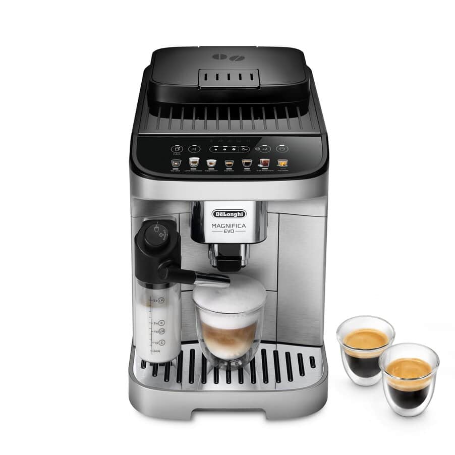 Machine à café à grain De'Longhi Magnifica Evo ECAM290.85 argent et noir avec carafe LatteCrema