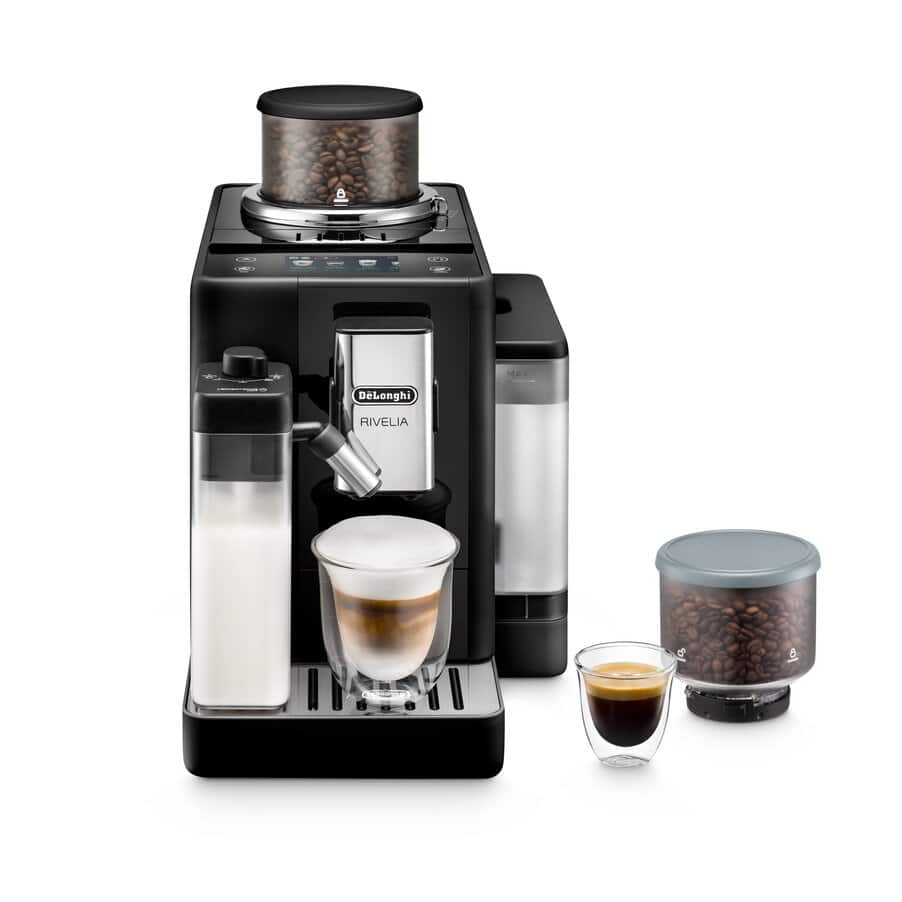 Expresso broyeur De'Longhi Rivelia FEB4455.B noir Onyx avec écran couleur et carafe à lait