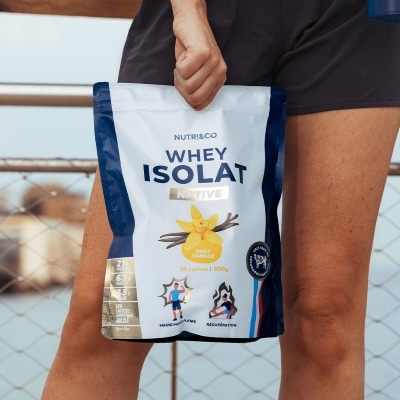 Doseur de 30 g de whey Nutri&Co pour estimer la durée d'un sachet de 900 g