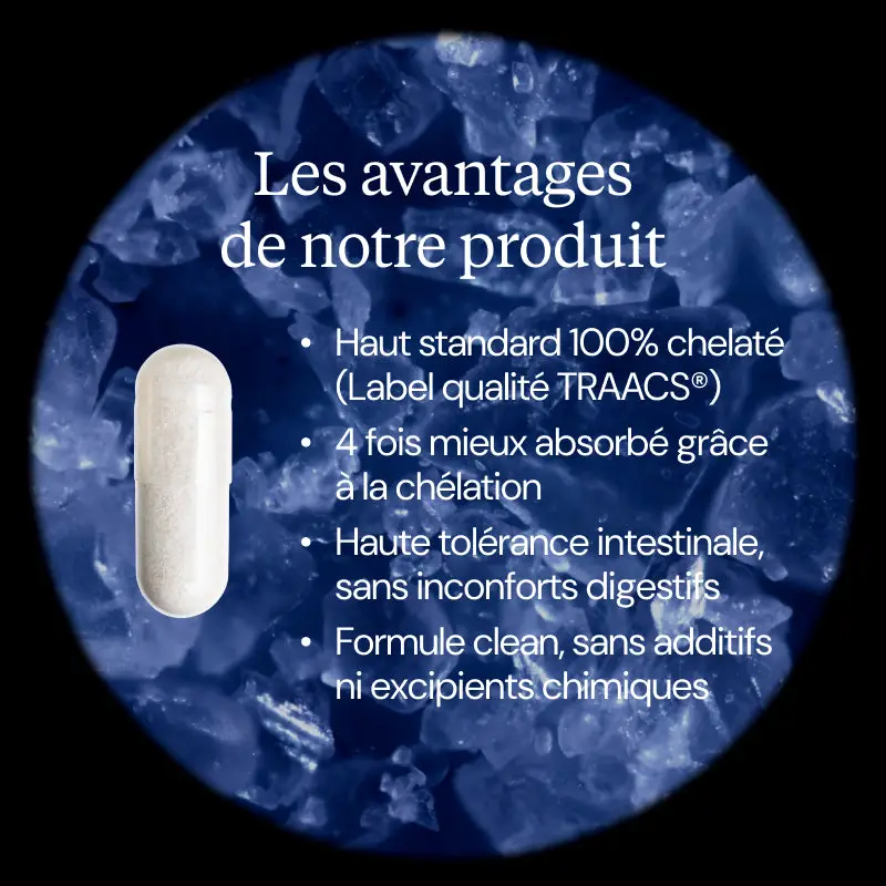 gros plan sur l’étiquette arrière du flacon, prise en photo à la lumière du jour pour bien lire les caractères assez petits. On y voit la liste d’ingrédients réduite à trois lignes, sans additif ni colorant, et le tableau des valeurs nutritionnelles avec le pourcentage des apports journaliers recommandés.