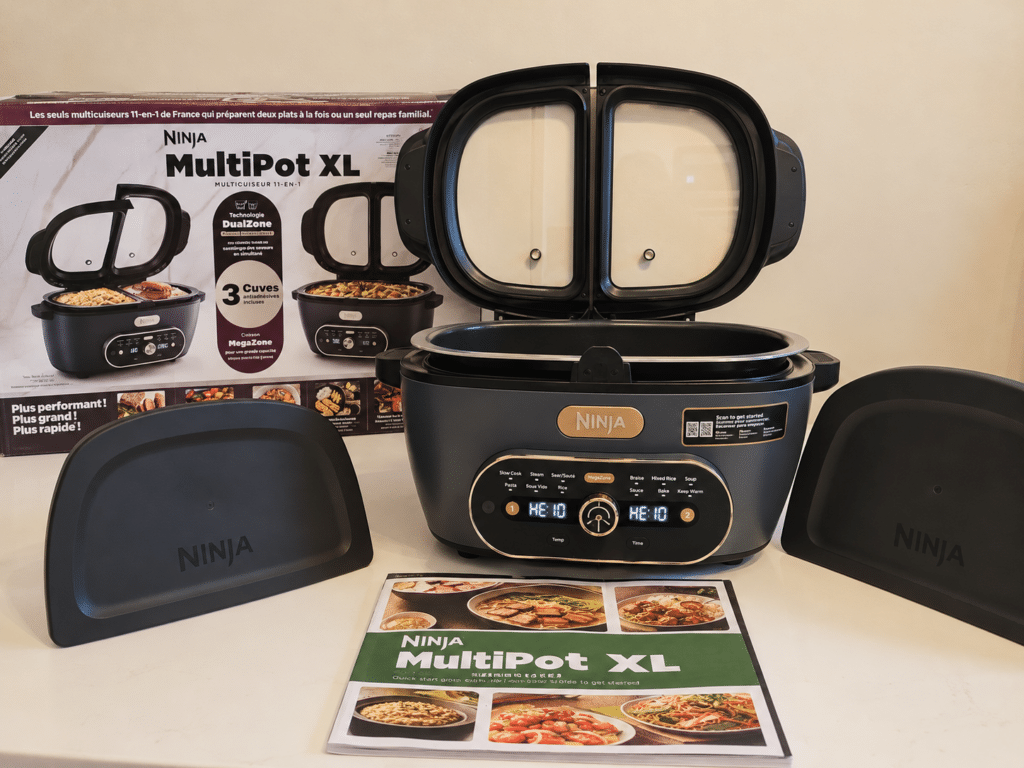 photo du Ninja MultiPot illustrant le panneau de commande et les modes de cuisson gravés autour de la molette