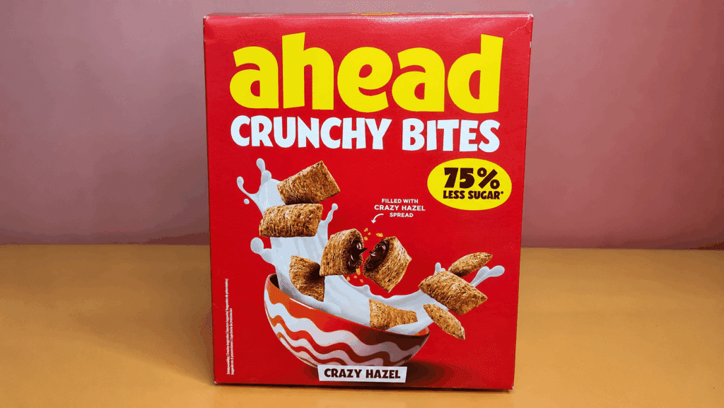éréales fourrées ahead noisette nougat avec leur cœur crémeux, pour illustrer le croquant de la recette.