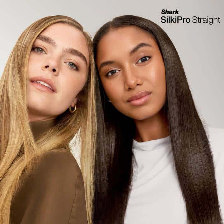photo de cheveux doux et brillants après une coiffure au Shark SilkiPro Straight pour illustrer ses points forts