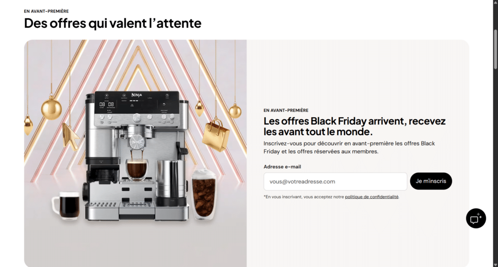 Photo d'une machine à café avec le code CASESN10 saisi, pour illustrer la remise de 10 % en plus du prix affiché